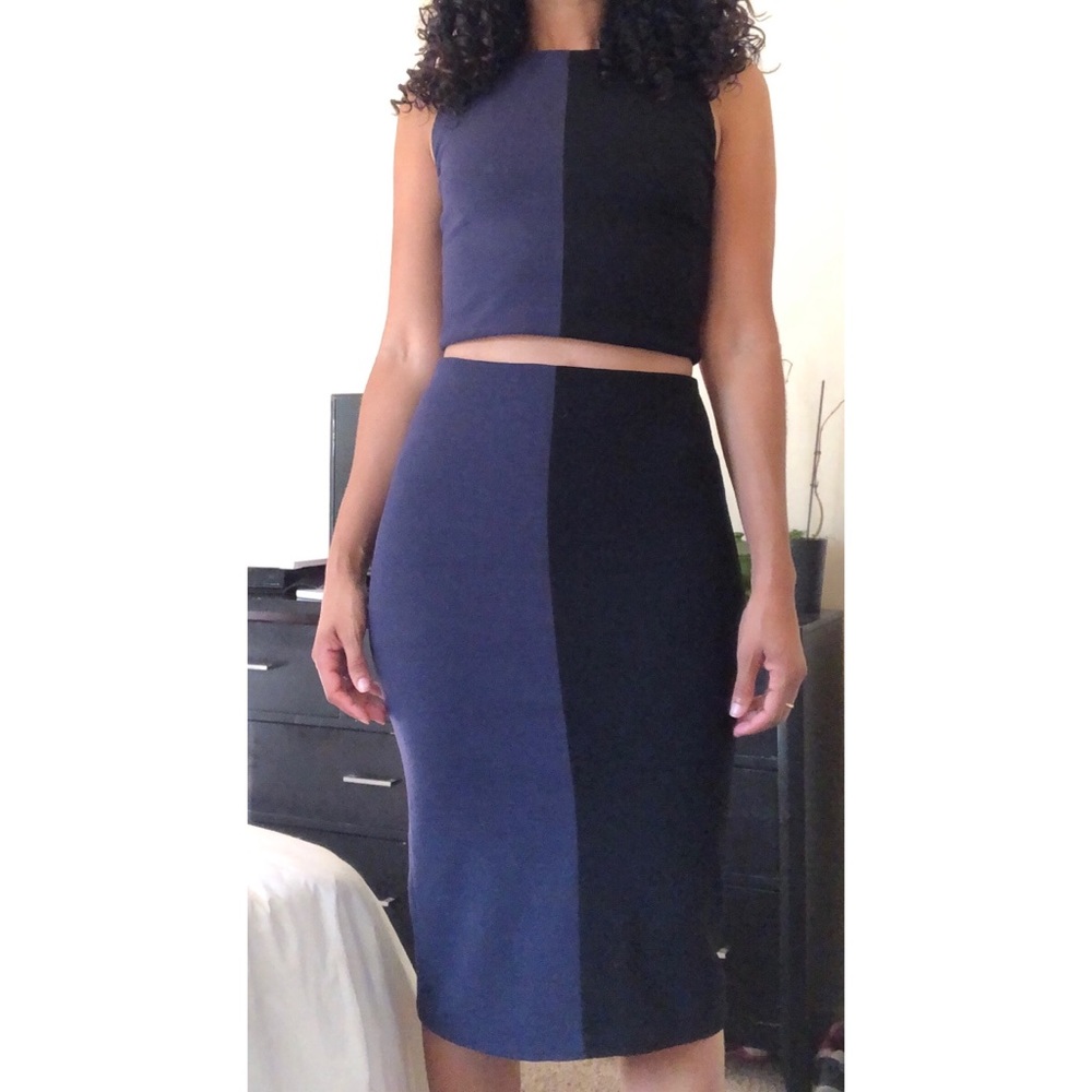 Alice + Olivia Color Block top and skirt set